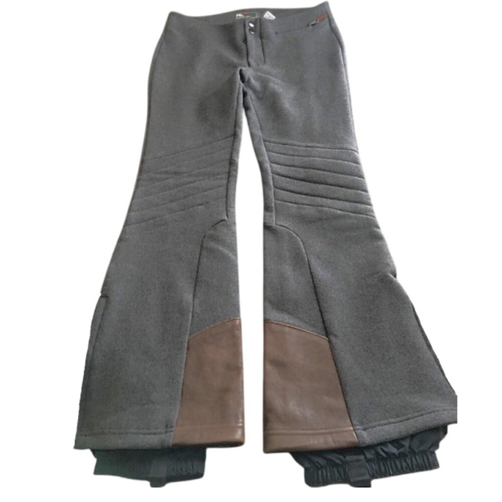 NEW $895 Ralph Lauren RLX Ski Pants! XL  34 x 32.5  Gray Wool With Leather Trim